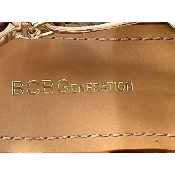 BCBG Generation Belluna Rhinestone Gold Tan Sandals Size 9 1/2 B - Picture 3 of 6